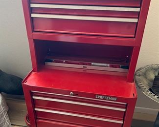 Craftsman rolling tool box, full of tools.