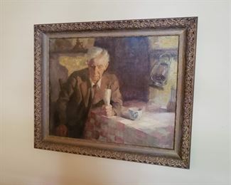 Vintage Lucile Talbot signed framed oil painting, as-is