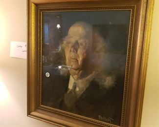 Vintage Lucile Talbot signed framed oil painting, as-is