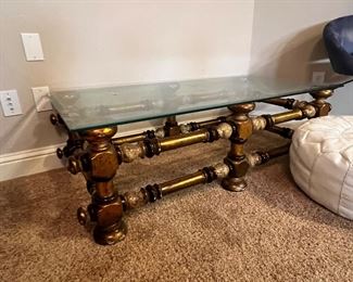 Super cool Vintage 1970’s Italian Regency Bobbin style glass-top coffee table. 