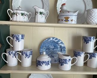Grace's Tea Ware, - Floral Cream & Sugar, Blue floral coffee set 