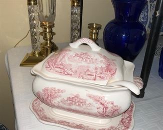 Soup Tureen, w/ Laddle, Candlesticks 