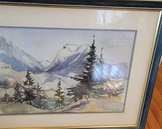 1964, water color, signed. Book end pair