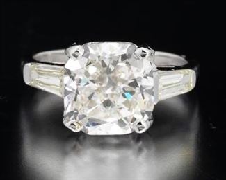 4.22 Carat Lab Grown Diamond and Platinum Ring, IGI Report 