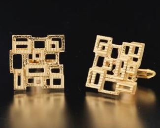 14K Diamond Cut And Nugget Mens Cufflinks