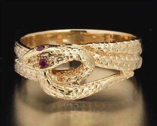 14K Snake Motif Ring
