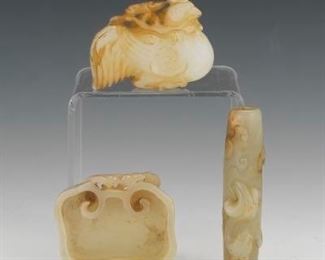 A Group of Three Carved Jade Ornaments 