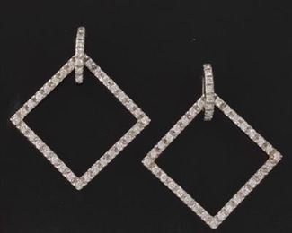 A Pair of Diamond Pendant Earrings 