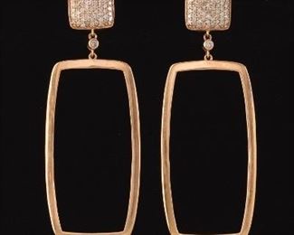 A Pair of Rose Gold and Diamond Earrings 