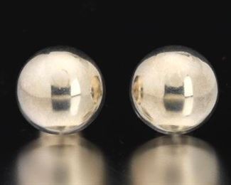A Pair of Sterling Silver Dome Earrings 