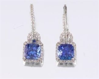 A Pair of Tanzanite and Diamond Earrings 