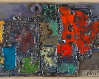 Abstract Framed Ceramic Wall Sculpture