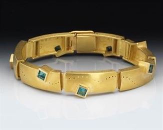 ALSBERG 18k Gold and Green Tourmaline Bracelet 