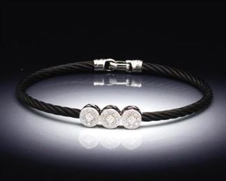 ALOR Gold, Blackened Steel and Diamond Bracelet 