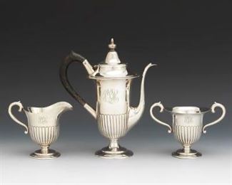 American ThreePiece Sterling Silver Coffee Service, ca. Early 20th Century 