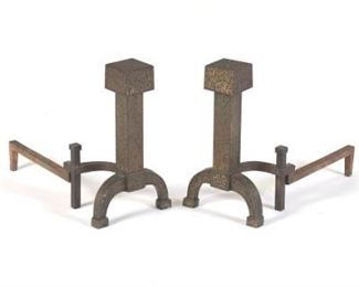Another Pair of Arts and Crafts Hammered Andirons