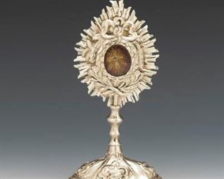 Antique 18th Century Italian Hand Made Silver Reliquary with True Cross Splinter Relic