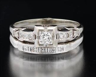 Art Deco Gold and Diamond Bridal Set 