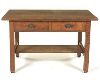 Attributed to Gustav Stickley Arts Crafts Oak Desk