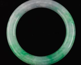 Carved Bicolor Jadeite Bangle Bracelet 