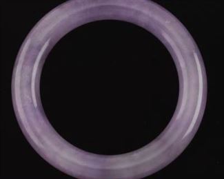Carved Lavender Jadeite Bangle Bracelet 