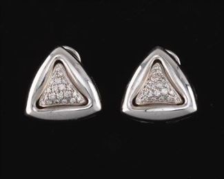 CHIMENTO Italian TwoTone Gold and Diamond Ear Clips 