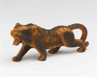 Chinese Carved Tiger Eye Cabinet Sculpture of Tiger