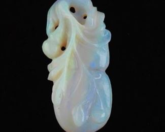 Chinese Exquisite Carved Opal Double Gourd Ornament 