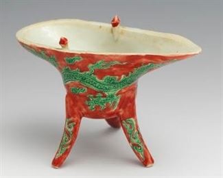 Chinese Glazed and Enameled Libation Cup