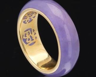 Chinese Gold and Lavender Jade Prosperity and Good Fortune Band 