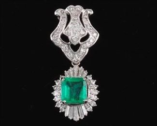Colombian 1.72 Emerald and Diamond Pendant, GIA Report 