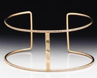Contemporary Gold and Diamond Bracelet 