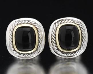 David Yurman Sterling 14K Albion Onyx Earrings