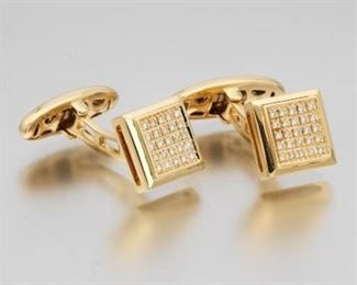 Di Modolo Pair of Gold and Diamond Falco Cufflinks 