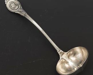 Durgin Sterling Silver Large Soup Ladle, Medallion Pattern, ca. Late 19th Century 