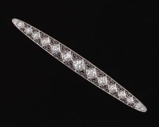 Edwardian Platinum, Gold and Diamond Bar Pin 