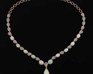Elegant Opal and Diamond Necklace 
