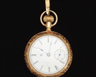 Elgin Six Size 14 K Ladies Pocket Watch