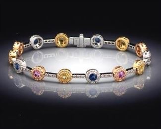 Fancy Color Sapphire and Diamond Bracelet 