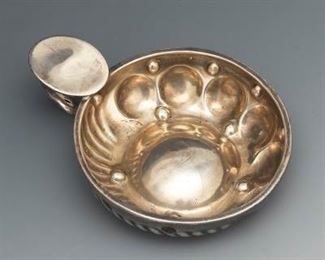 French Antique 950 Sterling Silver Sommelier Tastevin Wine Cup, ca. 19th Century 