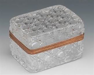 French Brilliant Cut Crystal and Gilt Copper Alloy Vanity Casket