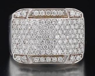 Gentlemans Diamond Pave Ring 
