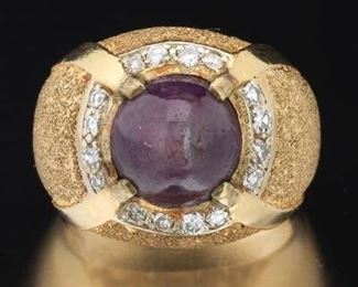 Gentlemans Gold, Ruby and Diamond Ring 
