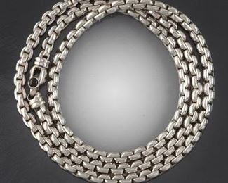 Gold Rolo Necklace with Cabochon Clasp 