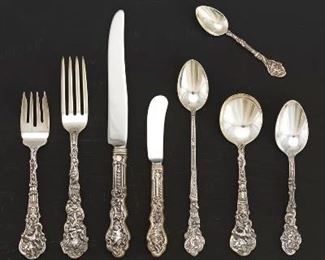 Gorham Sterling Silver Tableware Service for Ten, Versailles Pattern, ca. Last Quarter 19th Century 
