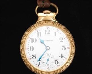 Hamilton Gold Filled Open Face Railroad Pocket Watch 