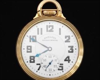 Hamilton Gold Filled Railway Special Open Face Pocket Watch 