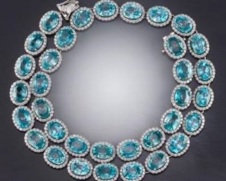 Impressive 92 Carat Zircon and Diamond Necklace 