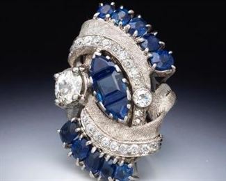 Impressive Retro 1.50 Diamond and Sapphire Ring 