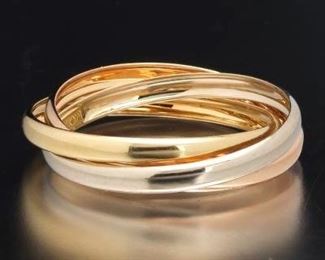 Italian Gold Cartier Style TriColor Gold Rolling Bands 